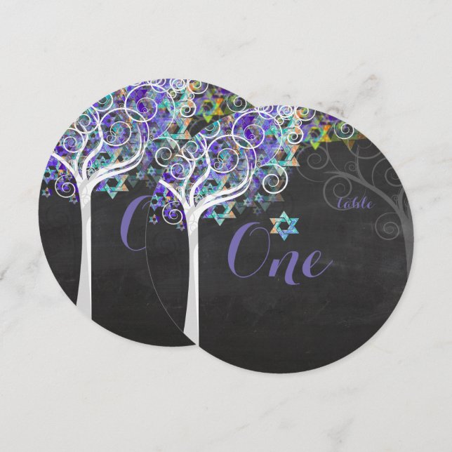 Convite Números de tabela PixDezines árvore da vida Mitzva (Frente/Verso)