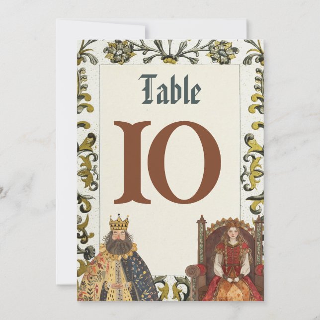 Convite Números de Tabela Real de Casamentos Renascentista (Frente)