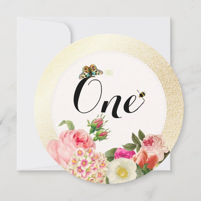 Convite Números de tabela/speck dourados falsos de PixDezi (Frente)