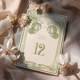 Convite Números de Tabela Vintage Mackintosh Trees Sage Ve