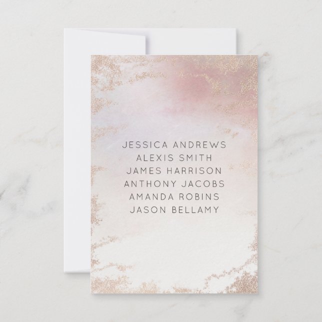 Convite Números de Tabelas de Casamento de Fosco Rosa-Blus (Verso)