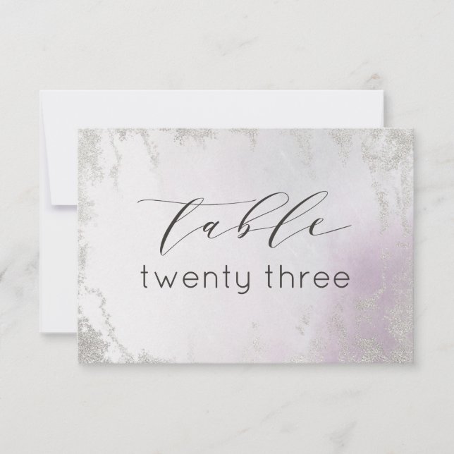Convite Números de Tabelas de Casamento de Prata Roxo-Lava (Frente)