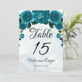 Convite Números de Tabelas de Casamento Ereal Dourado Chic