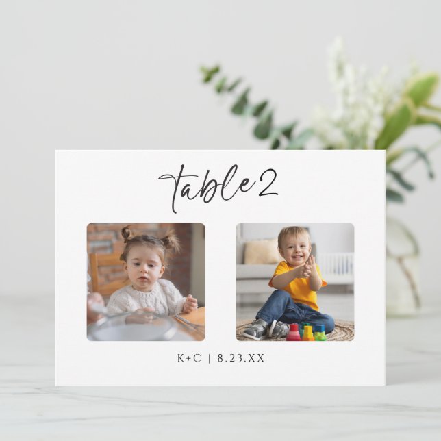 Convite Números de Tabelas de Casamento Fotos por Envelhec (Em pé/Frente)