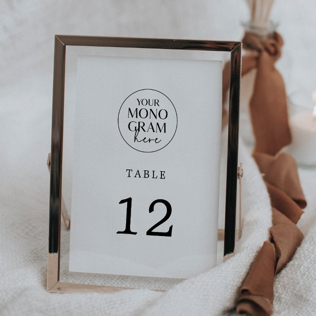 Convite Números de Tabelas de Casamentos Brancos Pretos do (MEGHAN Monogram Black White Wedding Table Numbers)