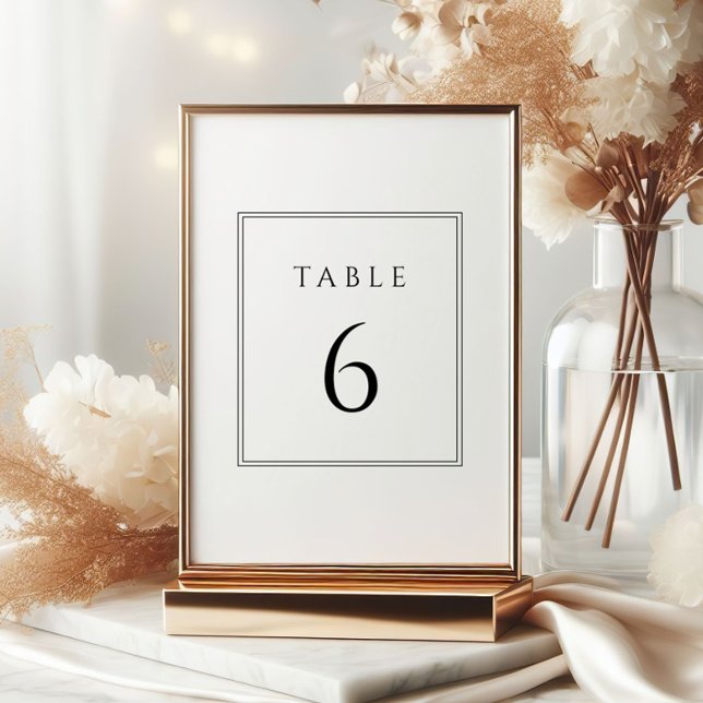 Convite Números mínimos de tabela de casamento preto e bra (Criador carregado)