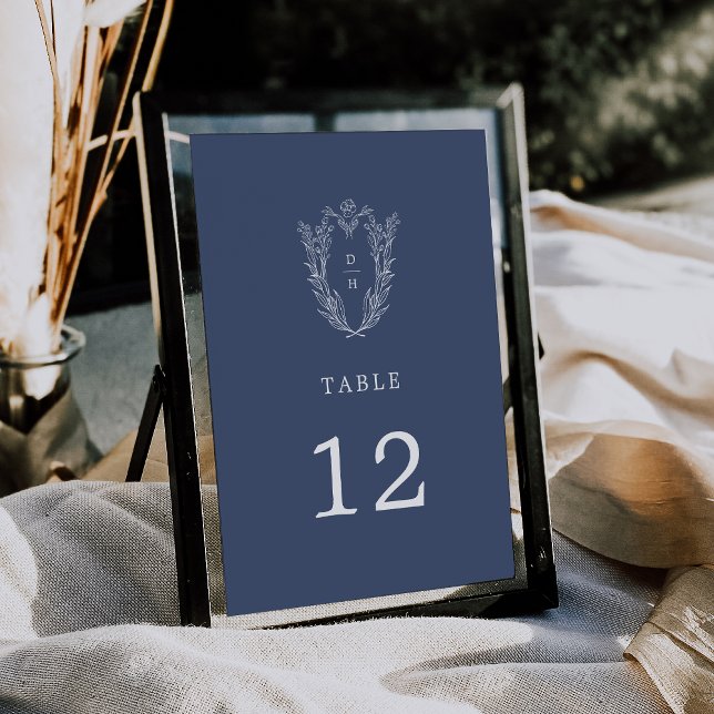 Convite Números mínimos de tabela de casamentos azuis-escu (DAPHNE Dark Blue Minimal Wedding Table Numbers)