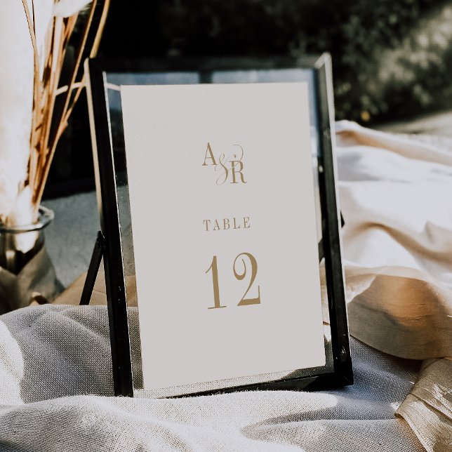 Convite Números Neutrais Da Tabela De Casamentos De Creme  (ANDREA Neutral Gold Cream Wedding Table Numbers)
