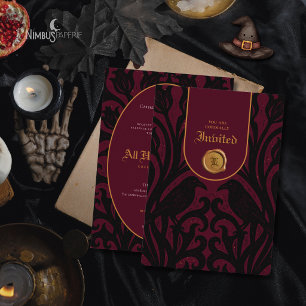 Convite Nunca Mais Damask Burgundy Luxo Halloween