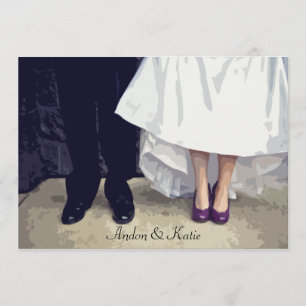 Convite nupcial do ensaio dos calçados