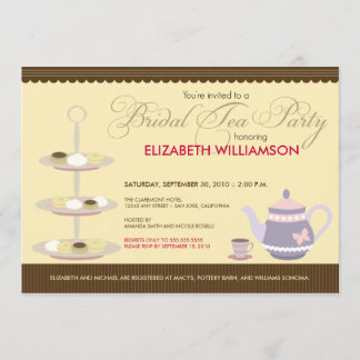 Convite nupcial encantador do tea party (amarelo)