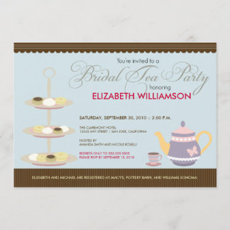 Convite nupcial encantador do tea party (azul)