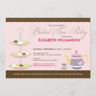 Convite nupcial encantador do tea party (pink)