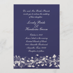 Convite nupcial floral do casamento do marinho do