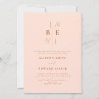 Convite Nupcial para Peach Fuzz, Elegante Moderno
