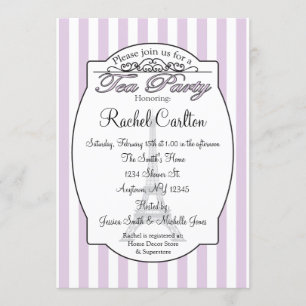 Convite nupcial roxo do tea party de Paris