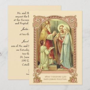 Convite nupcial tradicional católico do casamento