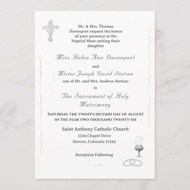 Convite Nuptial Grace Catholic Wedding Invitation (Criador carregado)