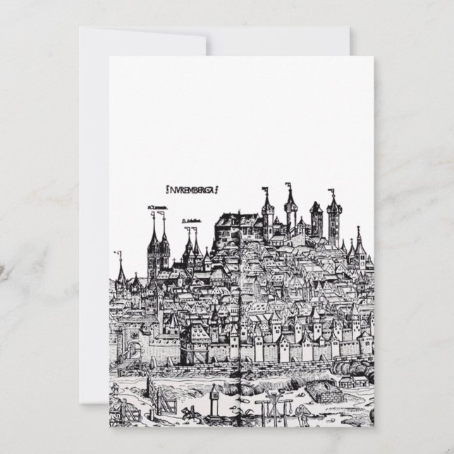 Convite Nuremberg Cidade medieval na Alemanha (Frente)