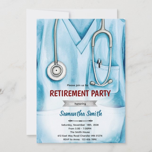 Convite Nurse doctor retirement invitation (Frente)