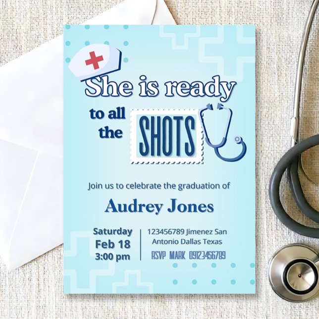 Convite Nurse Graduation Party  (Nurse Graduation Party Invitation)