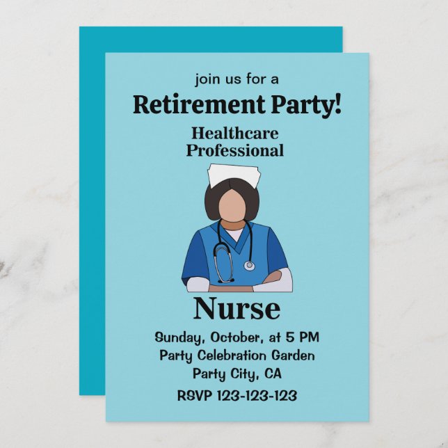 Convite Nurse Healthcare Professional Retirement Party (Frente/Verso)