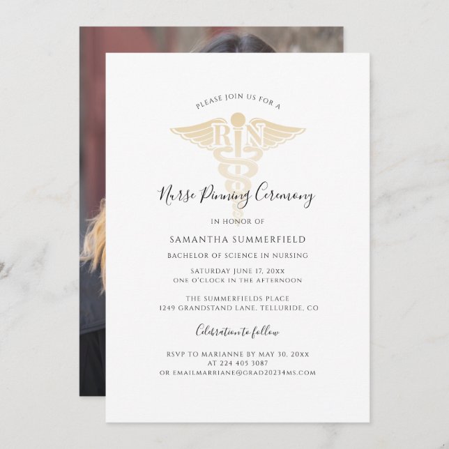 Convite Nurse Pinning Graduation 2024 Photo (Frente/Verso)