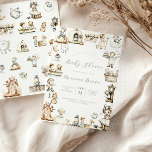 Convite Nursery Rhyme Chá de fraldas