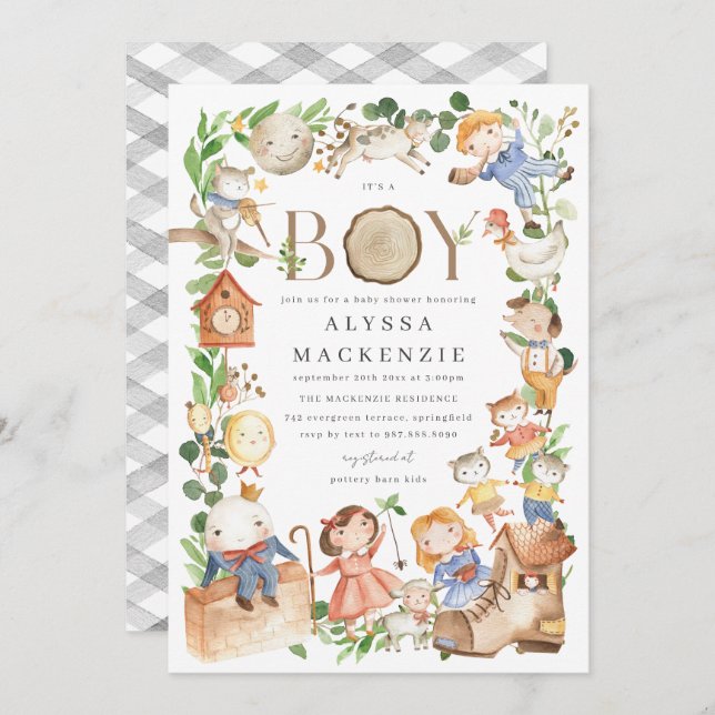 Convite Nursery Rhymes Baby Shower Invitation (Frente/Verso)