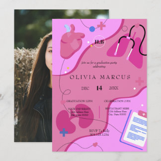 Convite Nursing Graduation Invitation | RN Nurse Party Inv