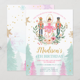Convite Nutcracker Birthday Garota Balé Suger Plum