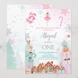 Convite Nutcracker Birthday Girl Land of Sweet Fairy Pink