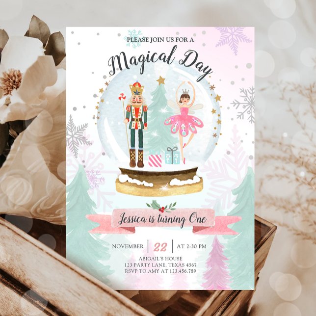 Convite Nutcracker Birthday Girl Land of Sweet Fairy Pink (Criador carregado)