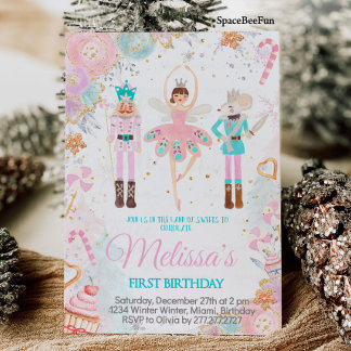 Convite Nutcracker Birthday Invitation Girl Land of Sweets