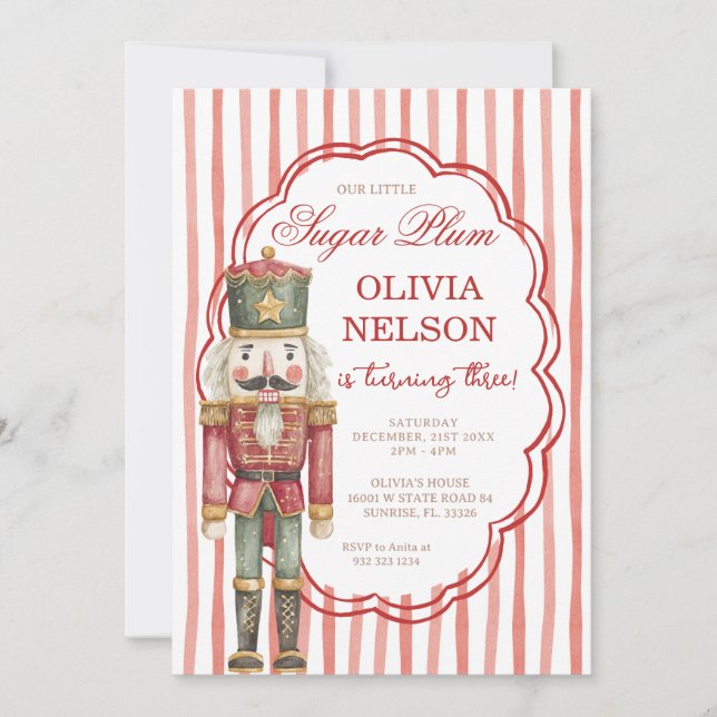 Convite Nutcracker Birthday Sugar Plum Ballet Invitation (Frente)