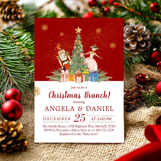 Convite Nutcracker Chá de fraldas Brunch (Nutcracker Baby Shower Christmas Brunch Invitation)