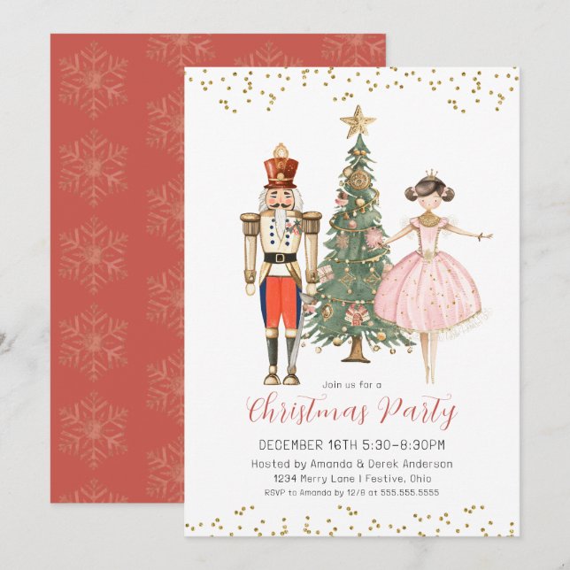 Convite Nutcracker Christmas Party Invitation (Frente/Verso)