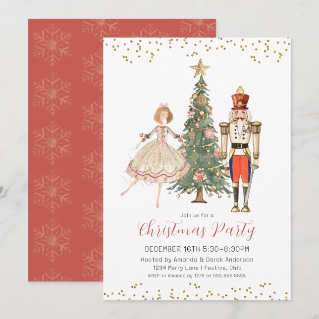 Convite Nutcracker Christmas Party Invitation (Frente/Verso)