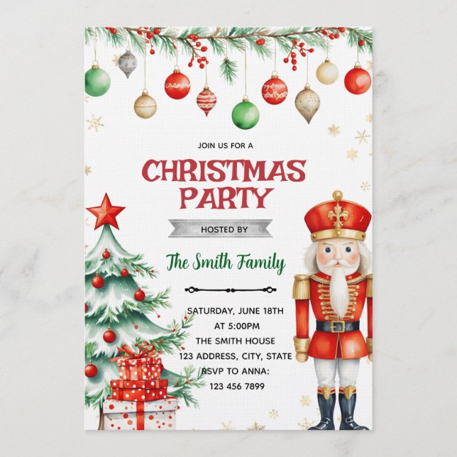 Convite Nutcracker Christmas Party Invitation (Frente)