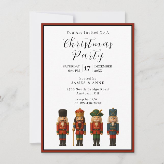 Convite Nutcracker Christmas Party Invitation (Frente)