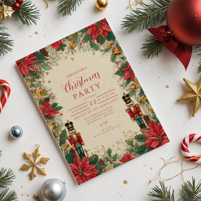 Convite Nutcracker Clássico Vermelho e Dourado (Criador carregado)