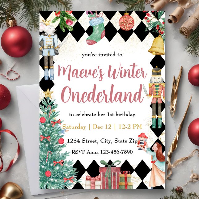 Convite Nutcracker de Férias Winter Onederland (Criador carregado)