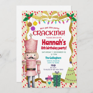 Convite Nutcracker girl Christmas birthday invite.