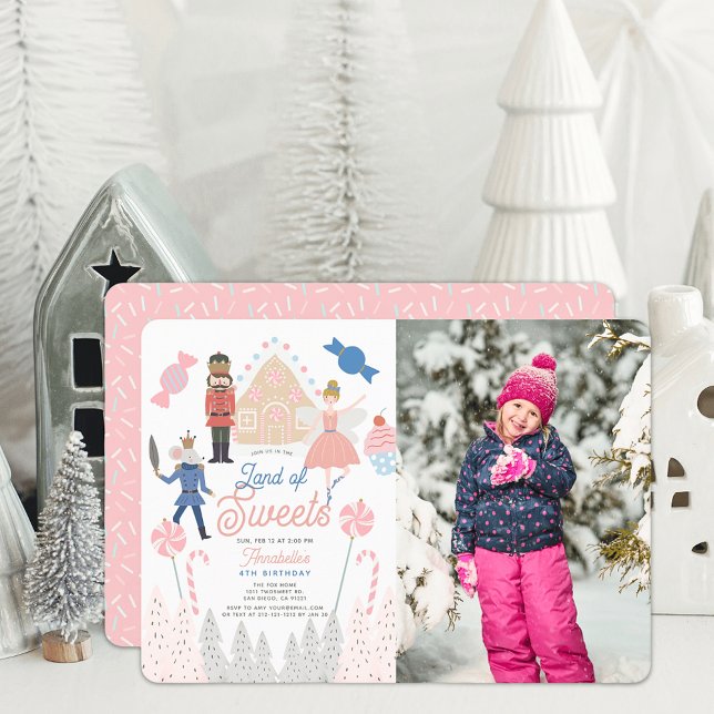 Convite Nutcracker Land of Sweets Pink Birthday Foto (Criador carregado)