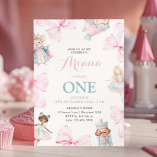 Convite Nutcracker Onederland Girl Primeiro Aniversário