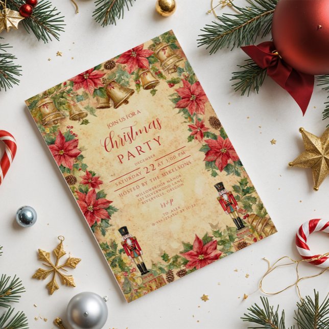 Convite Nutcracker Poinsettia Natal (Criador carregado)