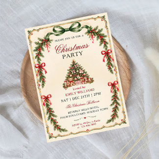 Convite Nutcracker red bow Christmas Party