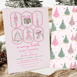 Convite Nutcracker Rosa Um Chuveirinho de Bebê Alegre