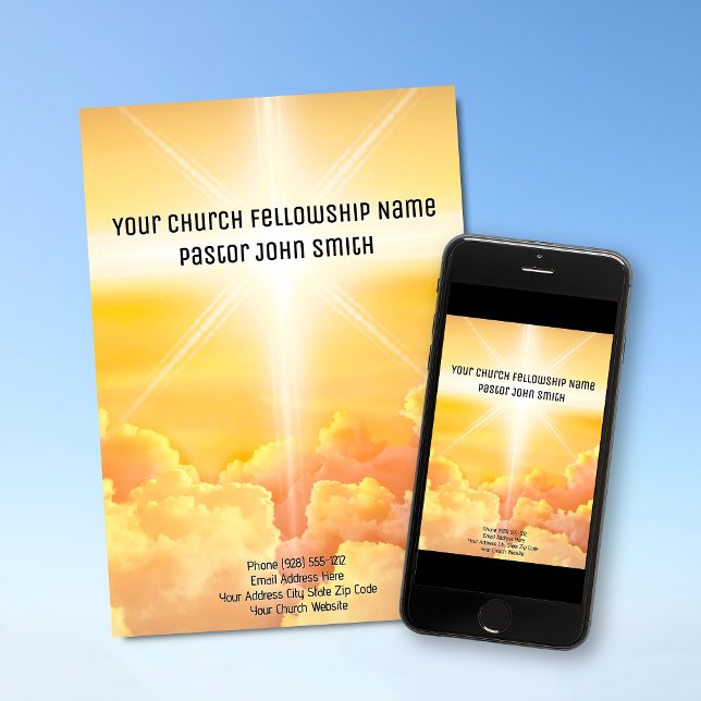 Convite Nuvem de Luz Celestial Imprimível Material de Escr (DIGITAL DOWNLOAD Heavenly Cloud Church Invitation)