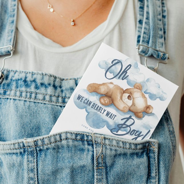 Convite Nuvem de Ursinho de Aquarela do Chá de fraldas do  (Criador carregado)